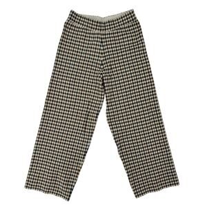 Marled Knit Wide Leg Pants Womens Large Houndstooth Check Cozycore